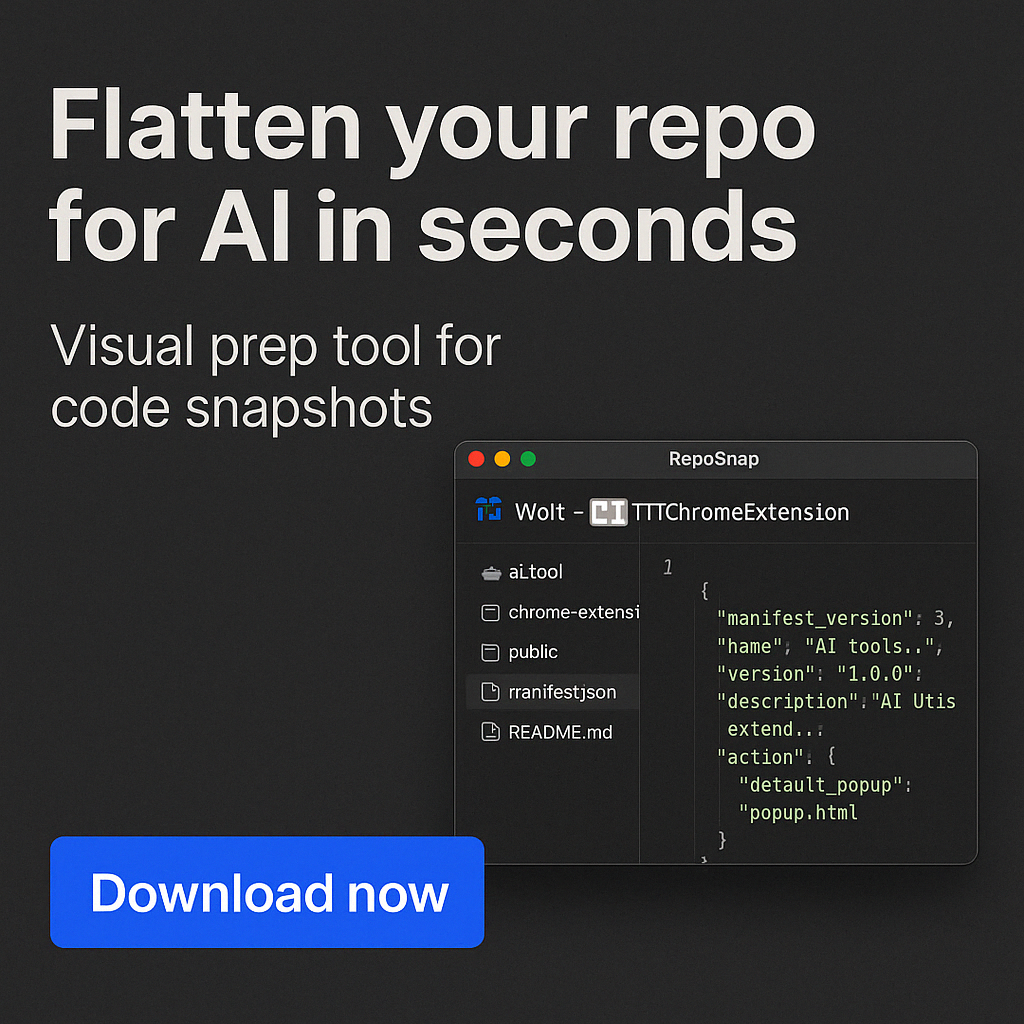 Flatten your repo for AI in seconds – Download TreeSnap